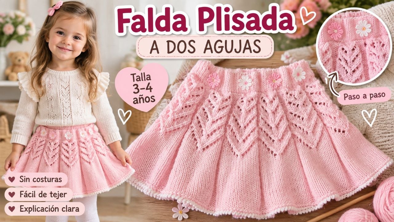 Falda infantil calada a dos agujas, vídeo tutorial en YouTube
